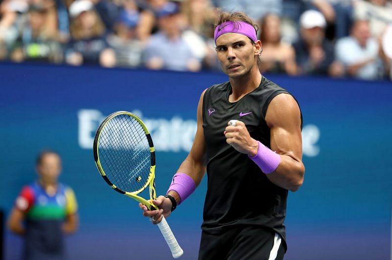 Rafael Nadal celebrates a point at 2019 US Open