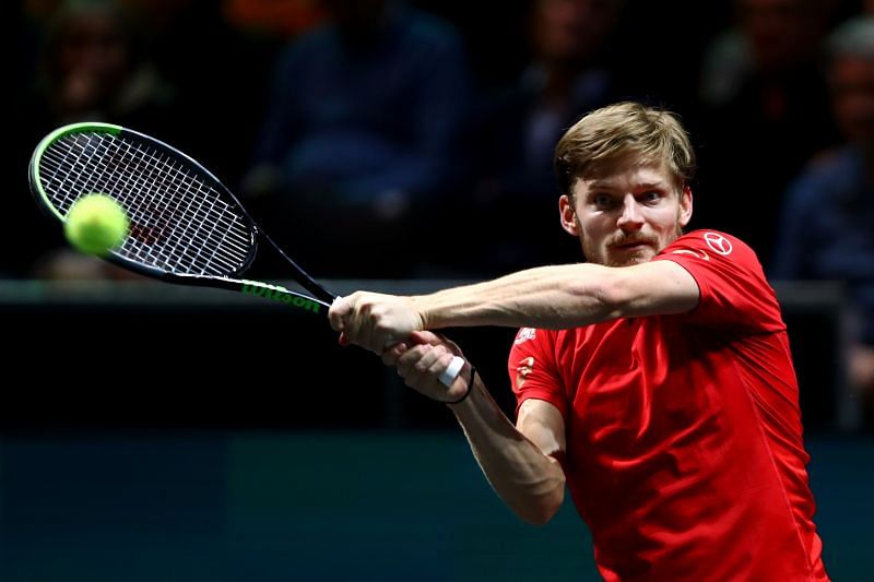 David Goffin plays a backhand at Rotterdam