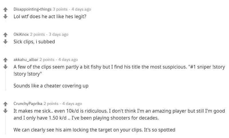 Comments reacting to MrGolds cheating on Twitch (Image Credits: Reddit)