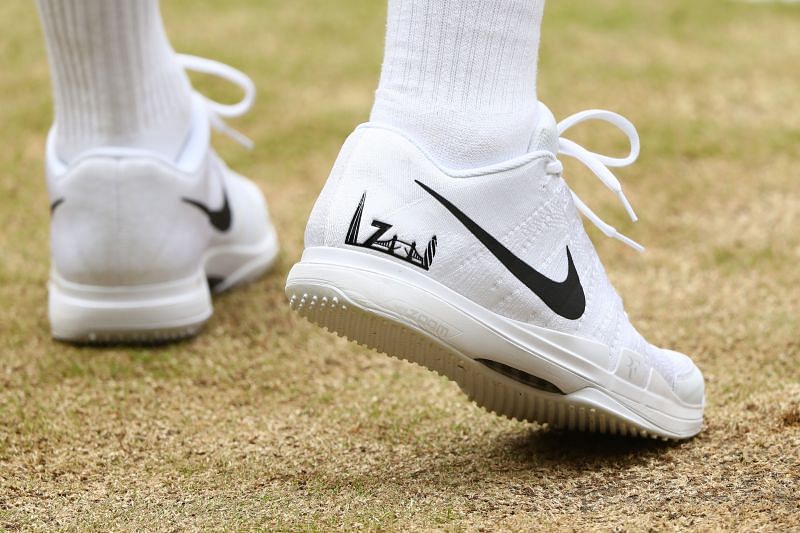 The shoes worn by Roger Federer during Wimbledon 2016