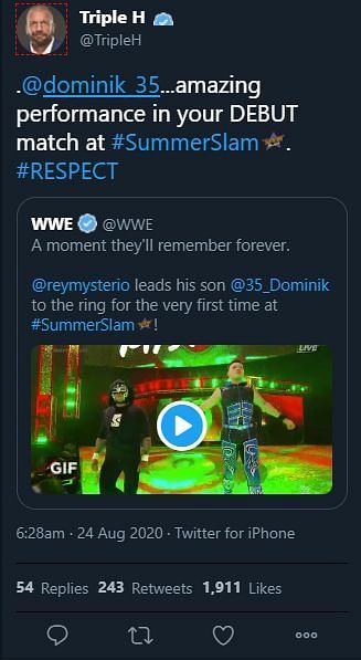 Triple H hilariously tagged the wrong Dominik! 