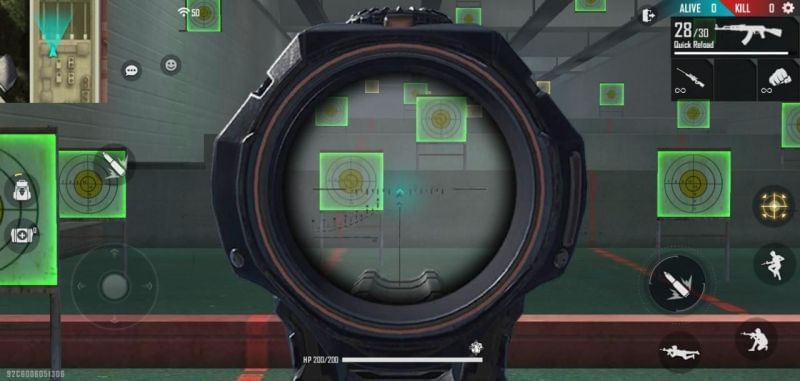 4x Scope in training mode in Garena Free Fire