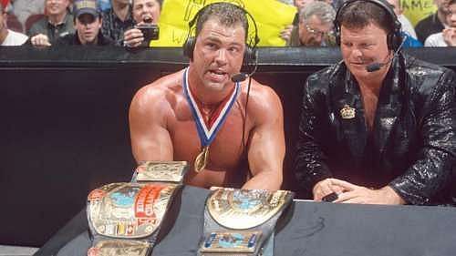 Kurt Angle with the titles