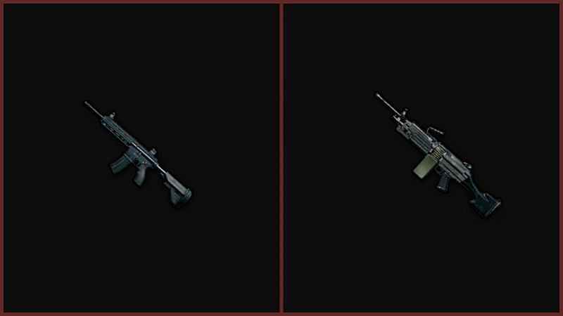 PUBG Mobile M416 Vs M249 (Image Credits: pubg gamepedia)