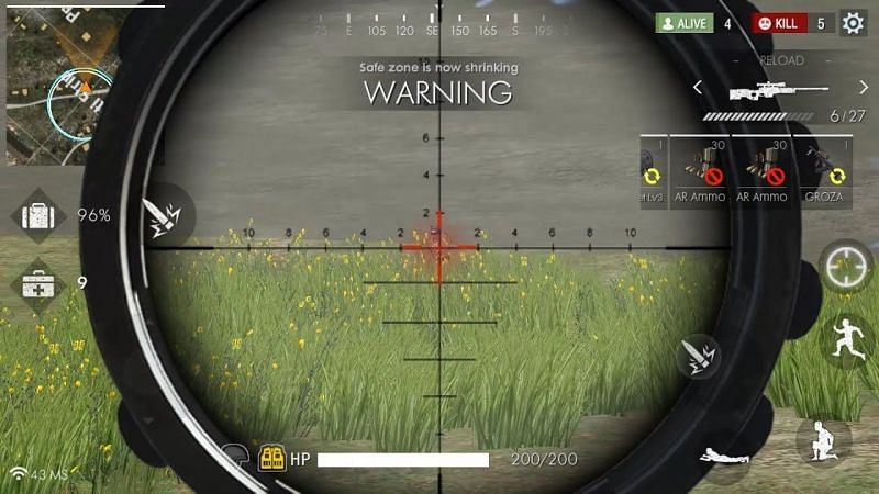 AWM sniper 8x scope in action in Garena Free Fire (Image Credit: Mobile Playground/YT)