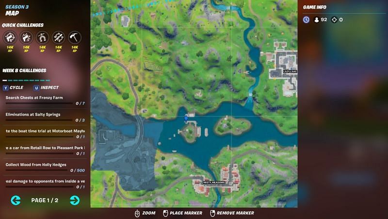 Exact location of Motorboat Mayhem time-trial challenge in Fortnite