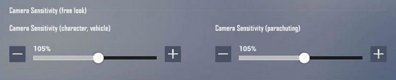 Camera sensitivity settings