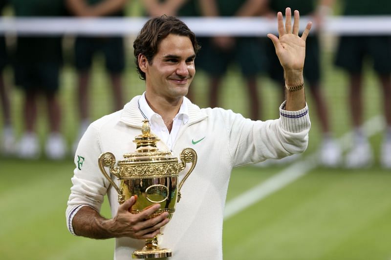 Roger Federer after triumphing at 2012 Wimbledon