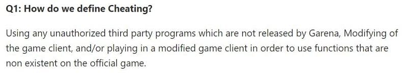 A snippet from the anti-hack FAQ (Picture Courtesy: ff.garena.com)