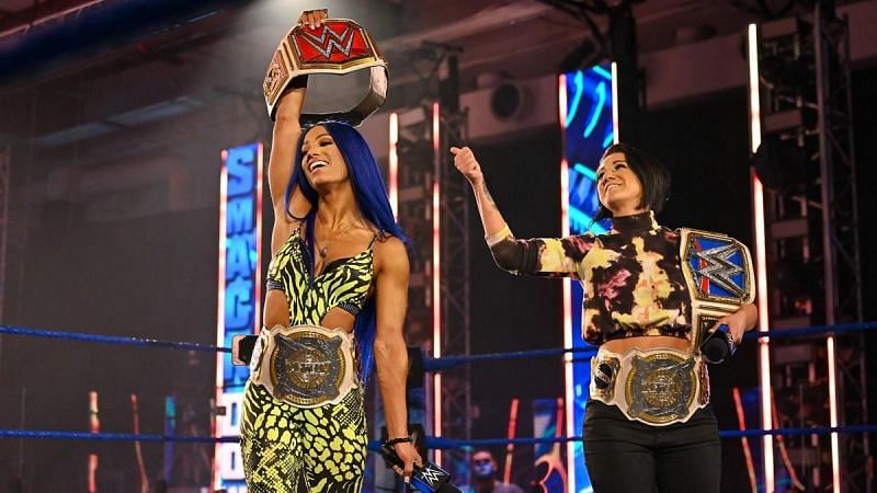 Sasha Banks and Bayley all the gold