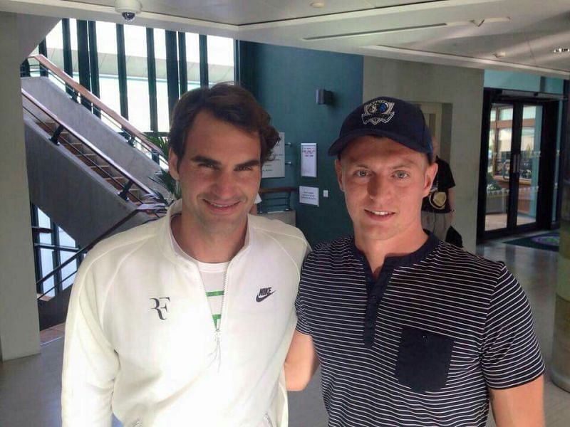 Toni Kroos met Roger Federer at the All England Lawn Tennis Club in 2015