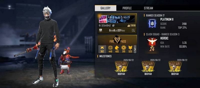 Bilash Gaming S Free Fire Id Stats K D Ratio And More