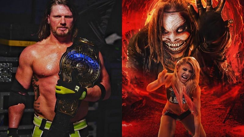 AJ Styles (left); Bray Wyatt and Alexa Bliss (right)