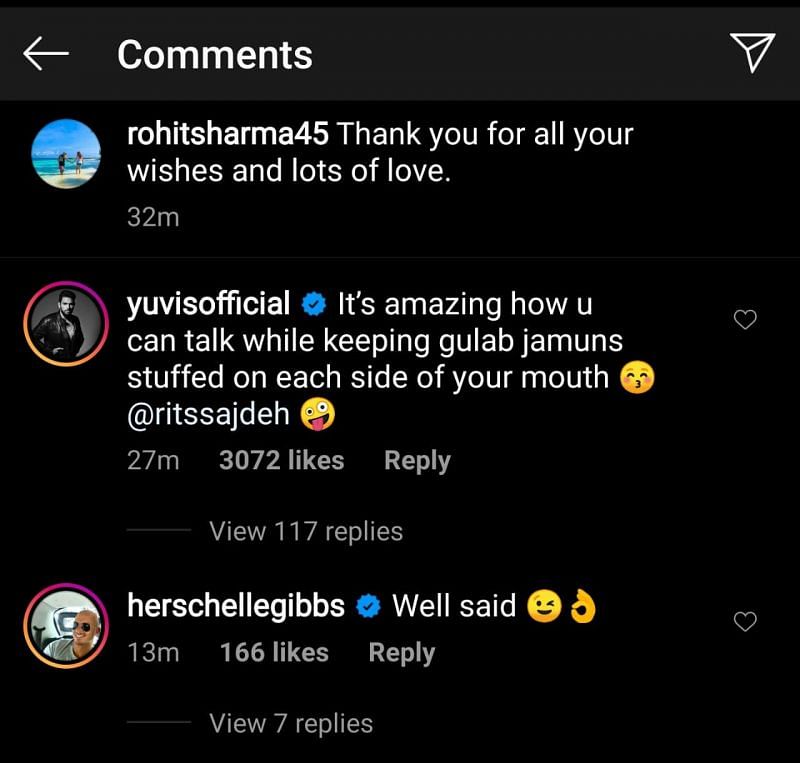 Yuvraj Singh&#039;s comment was an instant hit with the Instagrammers as it garnered over 3000 likes in less that half an hour.