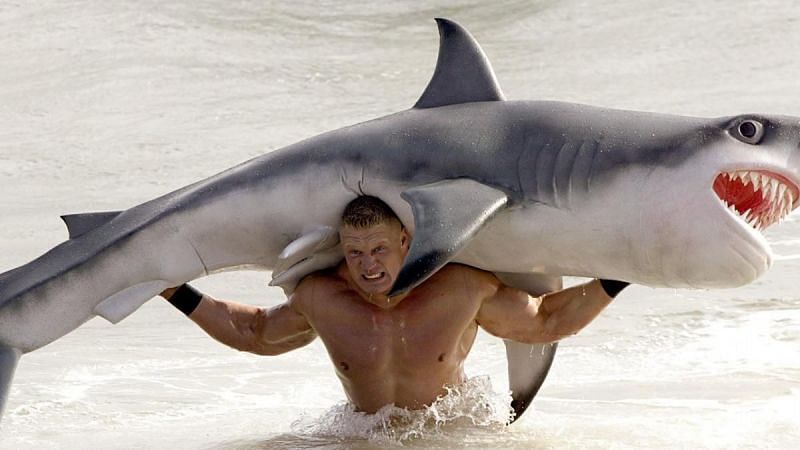 Brock Lesnar once hit an F-5 on a fake shark in a SummerSlam commercial