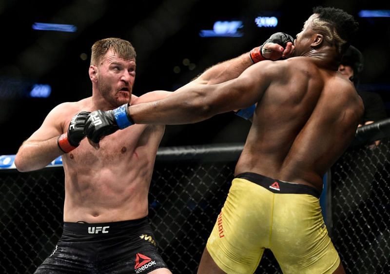Stipe Miocic in action against Francis Ngannou