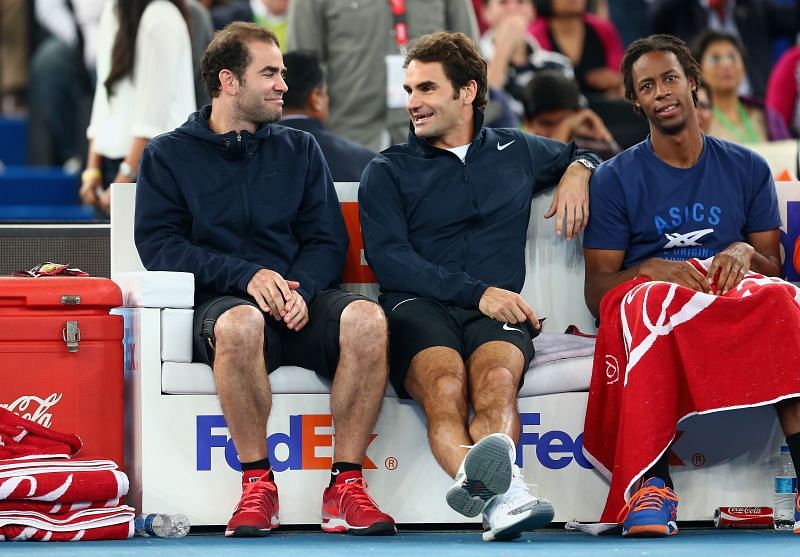 (From L to R) Pete Sampras, Roger Federer and Gael Monfils