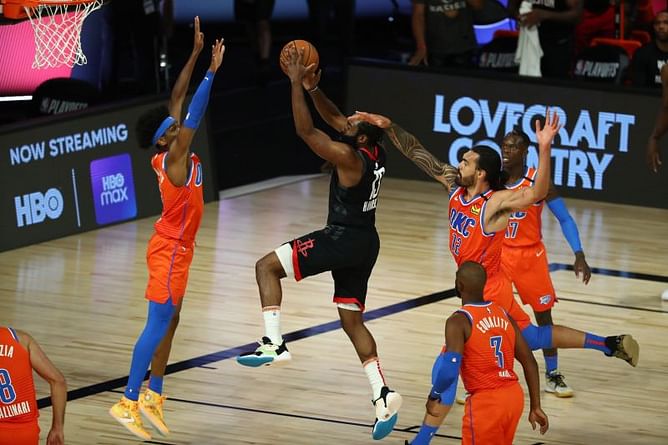 OKC Thunder 108-123 Houston Rockets: Twitter erupts over James Harden's 37 point performance in Game 1 | NBA Playoffs 2020