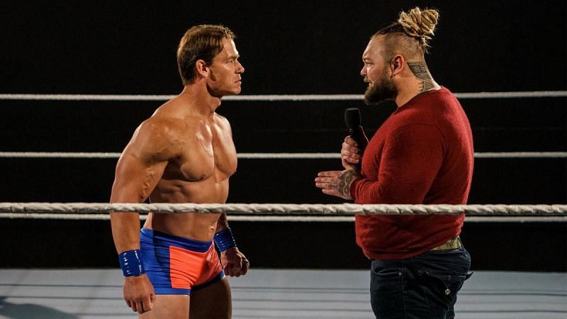 John Cena and Bray Wyatt at WrestleMania 36