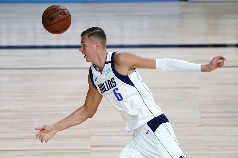 Dallas Mavericks star Kristaps Porzingis in action in Game 3