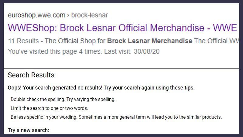 Brock Lesnar&#039;s merchandise cannot be accessed on WWE Shop