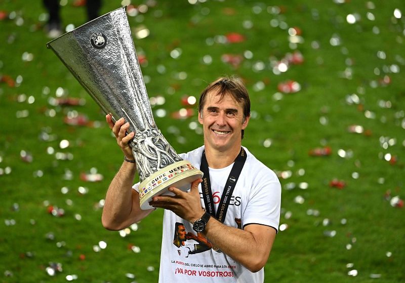 Julen Lopetegui lifted his first major trophy as a manager after Sevilla beat Inter Milan in the 2019-20 Europa League League final.