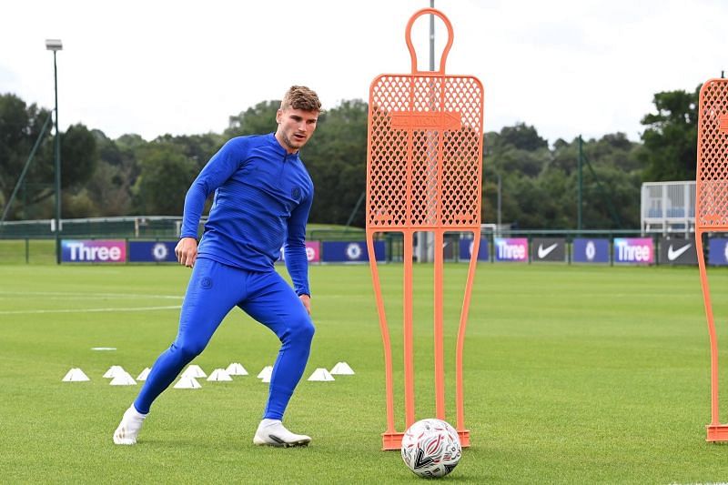 Timo Werner at his first Chelsea training session. Photo: Chelsea Football Club