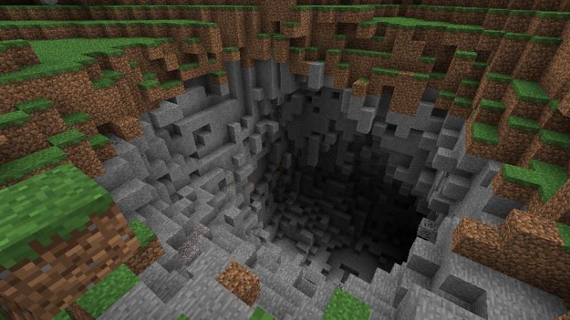 A sinkhole in Minecraft (Image credits: Technic Pack Wiki)