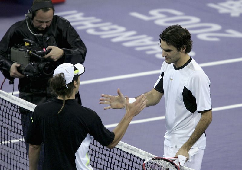 Roger Federer after beating Gaston Gaudio
