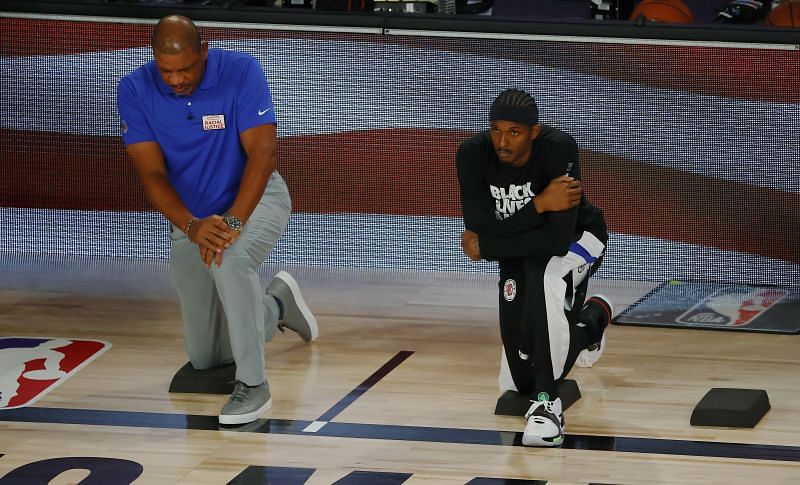 Doc Rivers and the LA Clippers taking a knee before last night's game