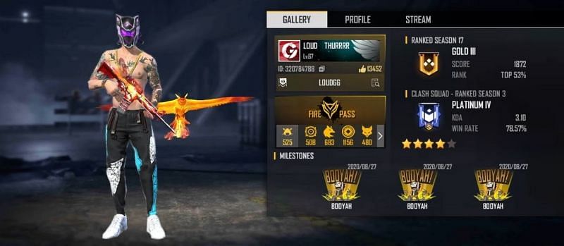 LOUD THURZIN&#039;s Free Fire ID, stats, K/D ratio and more