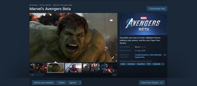 Marvel&#039;s Avengers beta on Steam