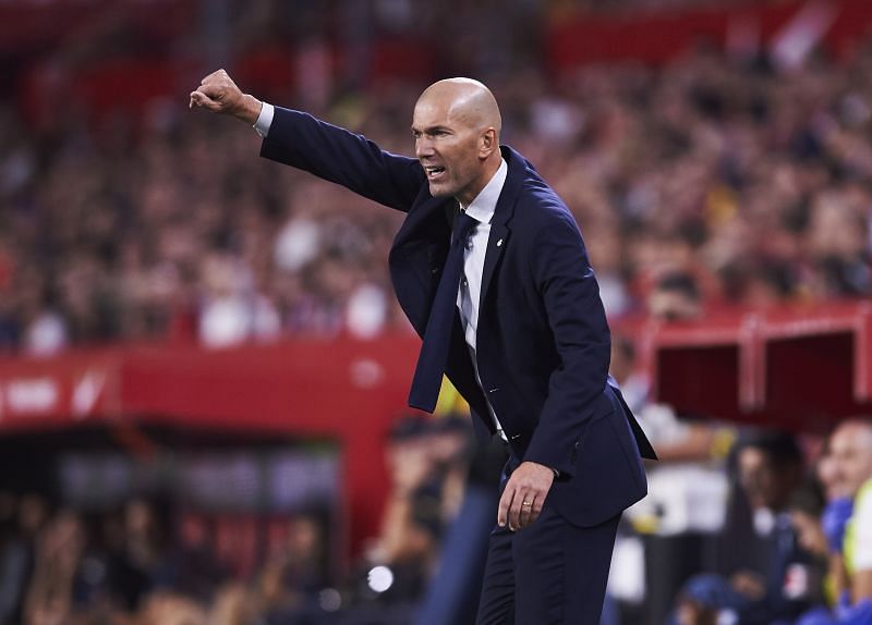Head coach Zinedine Zidane of Real Madrid CF Aston Villa v Arsenal FC - Premier League