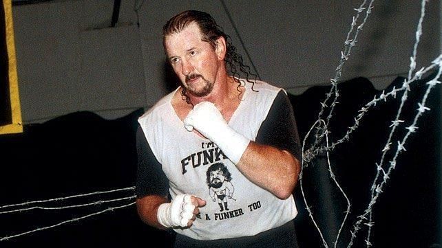 Terry Funk wrestling at an ECW event in the mid-1990s