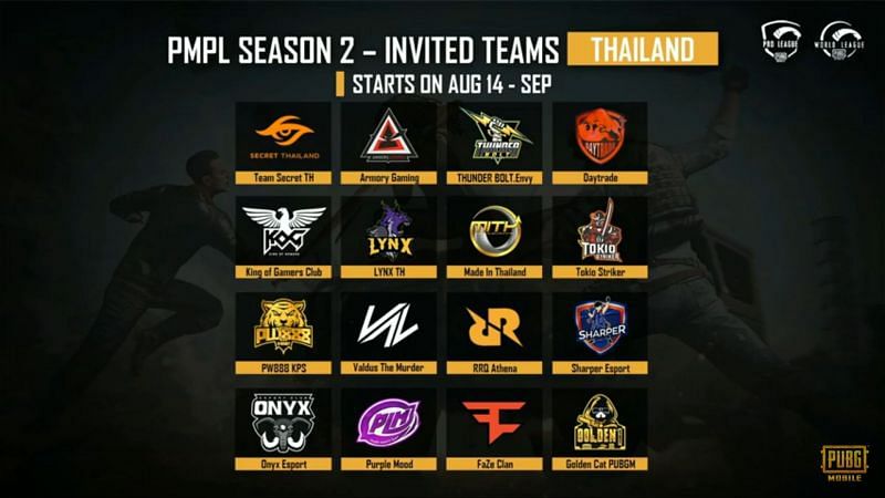 PMPL Season 2 Thailand invited teams