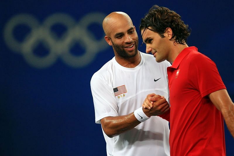 James Blake after defeating Roger Federer