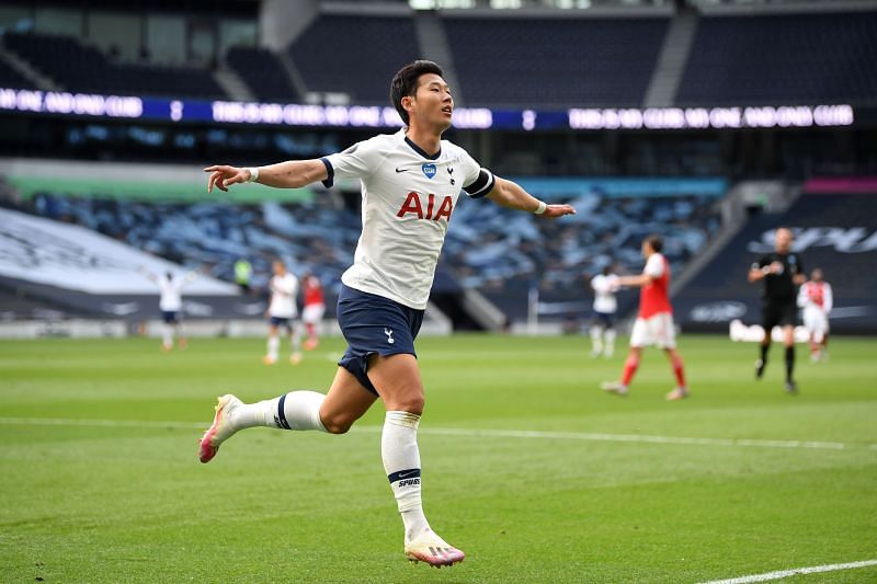 Son Heung-min celebrates a goal for Tottenham Hotspur