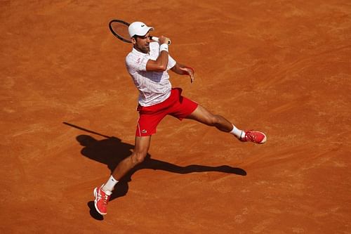 Novak Djokovic in action at the Rome Masters