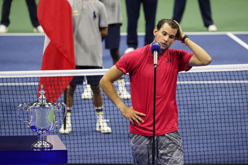 Dominic Thiem at the trophy ceremony