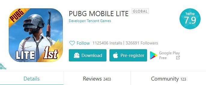 PUBG Mobile lite on TapTap