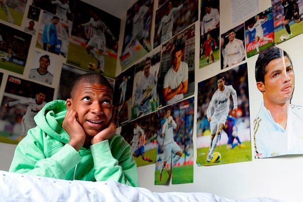 Kylian Mbappe in his room as a kid