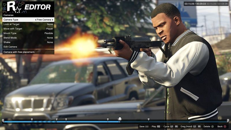 GTA 5 has a feature that allows players to record clips and edit them within the game itself (Image Credits: Polygon)