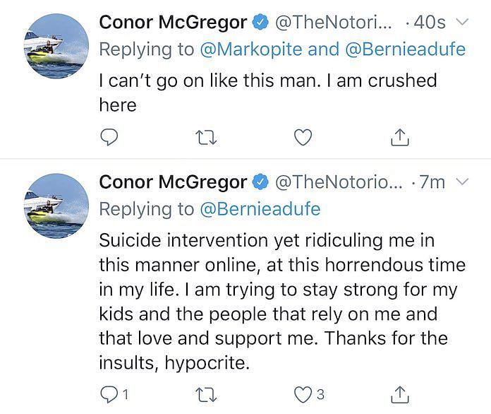 McGregor&#039;s deleted tweets.
