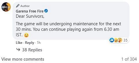Free Fire&#039;s statement about the maintenance break