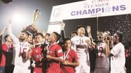 Aizawl FC players celebrate after winning the I-League in classic underdog fashion