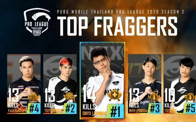 PMPL Season 2 Thailand individual kill leaders