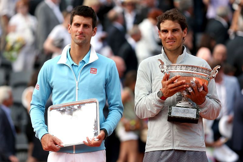 Novak Djokovic (L) and Rafael Nadal (R)