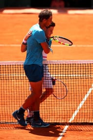Rafael Nadal and Diego Schwartzman at the 2018 French Open