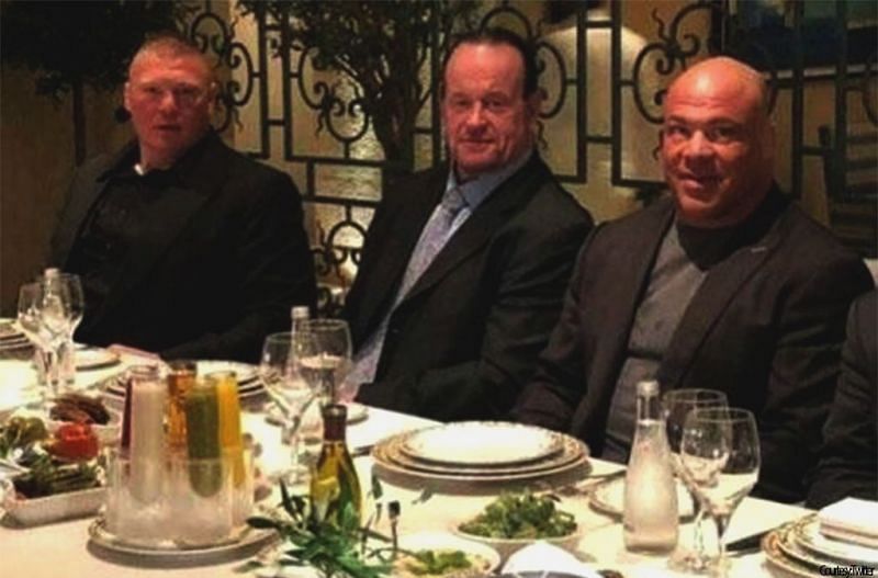 Brock Lesnar, The Undertaker, and Kurt Angle