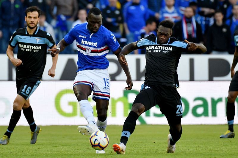 Sampdoria&#039;s Omar Colley (centre)